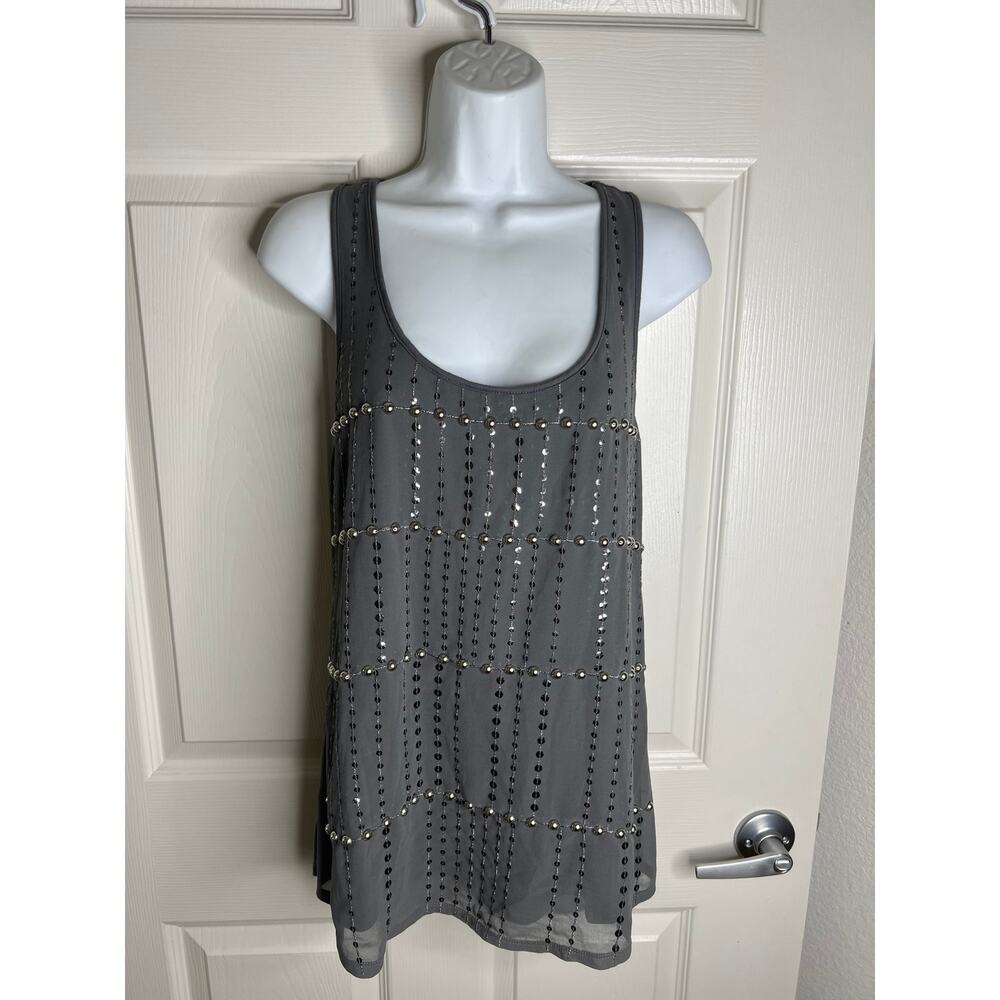 Express Women's Embellished Racer Back Tank Top Grey NEW ~ Size M